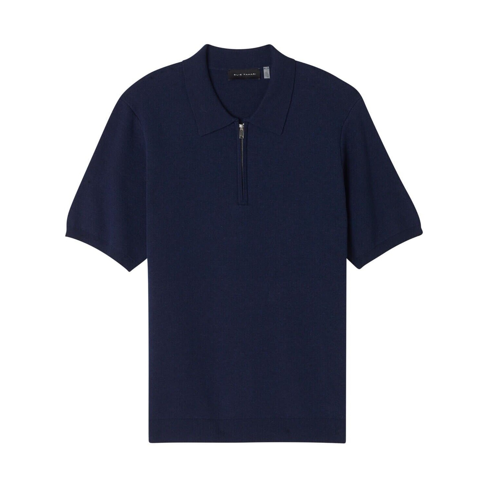 Tahari Men’s Short Sleeve Quarter Zip Sweater Polo Navy Blue Size L Preppy